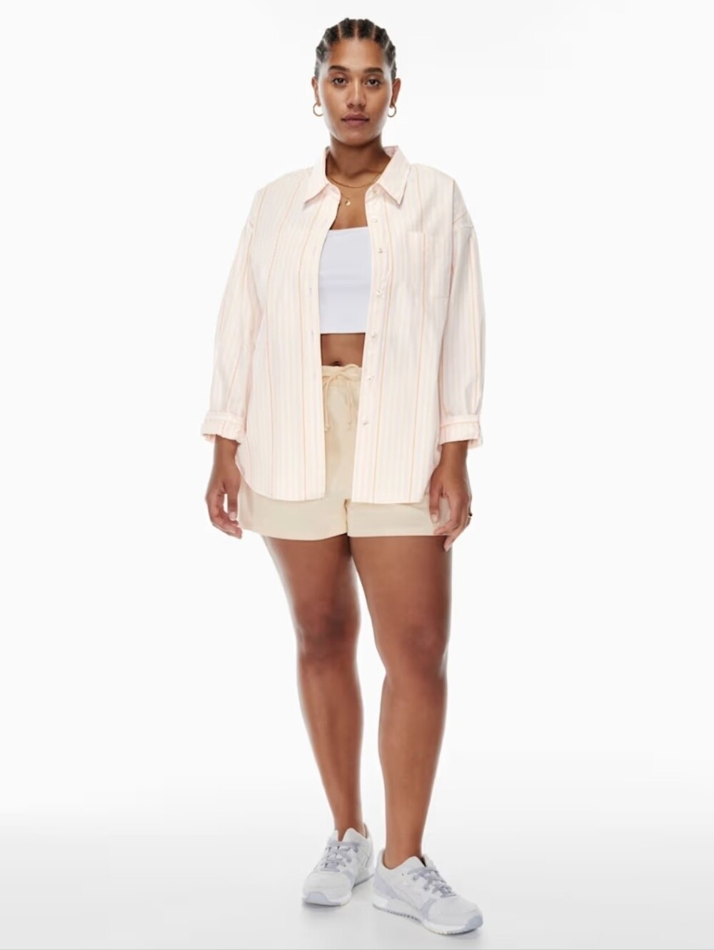Aritzia Wilfred Free Relaxed Oversized Drop Shoulder Stripe Poplin Shirt 2XS - Picture 8 of 16